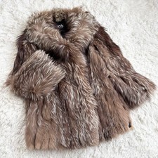 Premium Silver Fox Fur Coat Gray Pre Owned Good Condition Japan