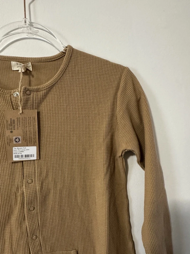 The Simple Folk One Piece Long John Talla 9/10 Niños Waffle Tejido Camel Foto 2 de 4