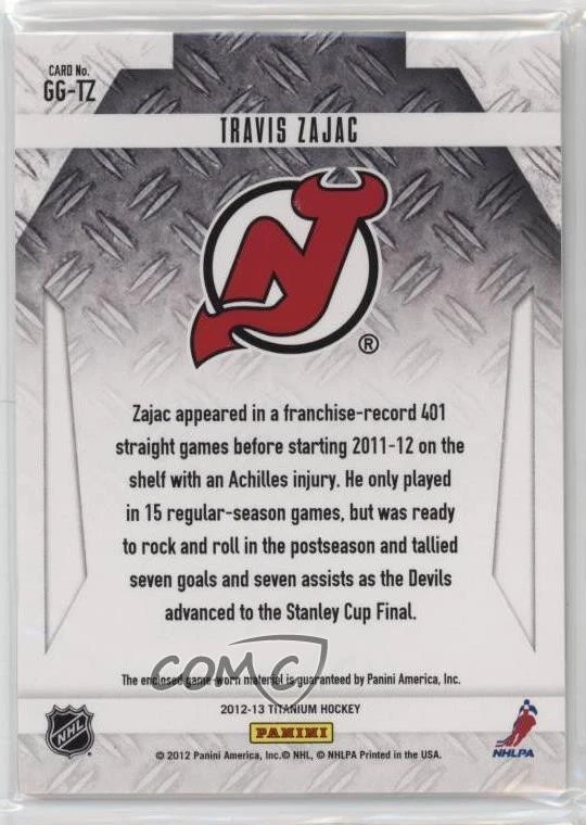 2012-13 Panini Rookie Anthology Titanium Game Worn Gear Travis Zajac #GG-TZ - Image 2 of 2