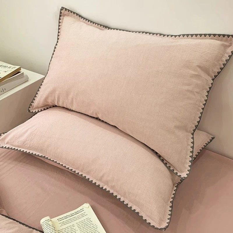 2pcs Cotton Blend Pillowcases Soft Bedding Pillow Covers Without Core 48X74cm - Image 2 of 4