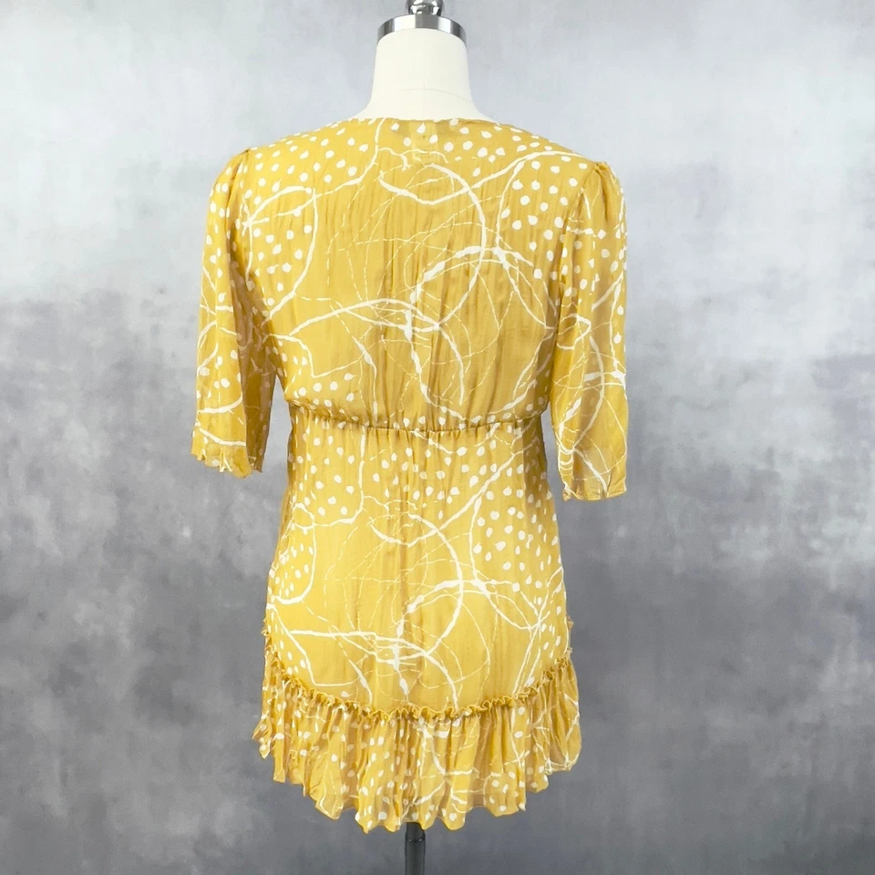 Top Babydoll mediano Charlotte Russe para mujer amarillo con volantes Boho Cottage Y2K Foto 4 de 4