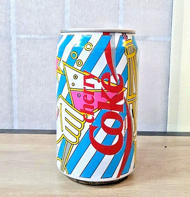VTG Cherry Coke Pop Art Can Lot x 4 Beach Graphics + Germany