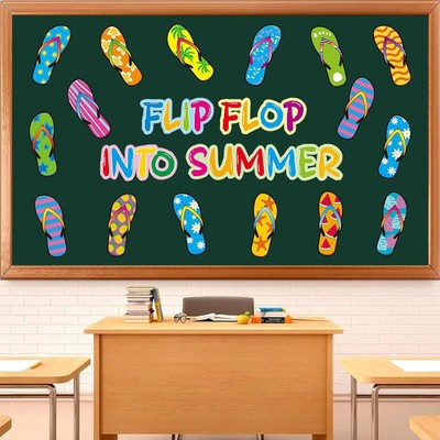 75 Pcs Summer Bulletin Board Decorations May Flip Flop Beach Hawaiian Theme Cuto