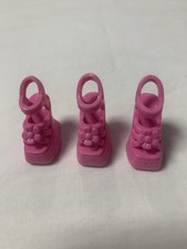 3 Fashion Fever Fashionista Barbie Doll Flower Pink Chunky Wedge Sandals Shoes