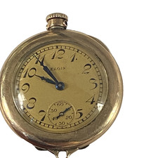 Vintage Elgin Pocket Watch Pocket Gold Filled Manual Wind Champagne Dial 1920s