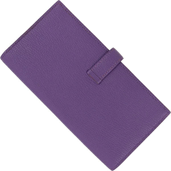 HERMES エルメス ヒューゴ　ペンケース パープル　筆入　紫　マルチケース HERMES Bearn Soufflet Chevre Leather Long Wallet Parme Purple