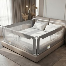 Baby Bed Rail Guard Extra Tall King Size No Gap Safety Side Rails 3 Panels Gray
