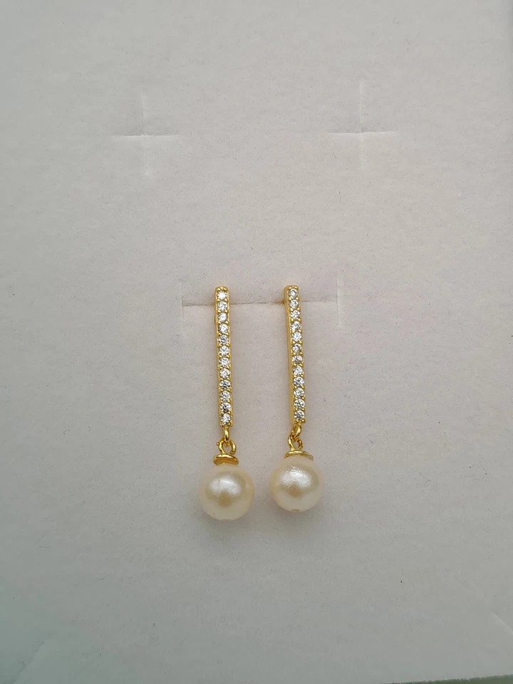 Orecchini donna perla argento 925  pendenti a lobo piccoli eleganti - Immagine 4 di 4