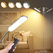Grey LED Floor Lamp, 18W 1800LM Bright Floor Lamps with Remote  Works with Smar