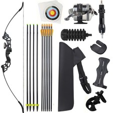 Schwarzes 40-Pfund-Recurvebogen-Angelset aus Legierung mit Fischpfeilen