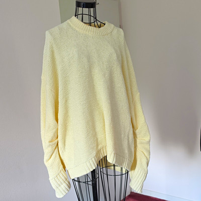 COS Damen Strickpullover Creme Rundhals Langarm Gr. L Baumwolle/Polyamid