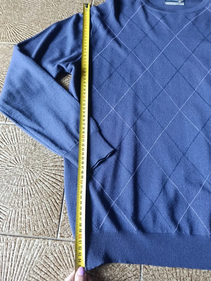 Pullover viola con rombi lana, uomo taglia XL, Re del mare sport, made in Italy - Immagine 3 di 4