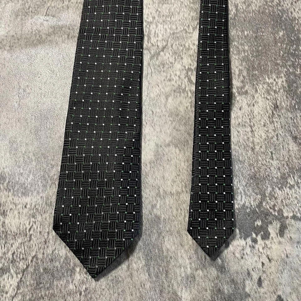 Christian Dior Neck Tie black dot green 100%Silk excellent gift F/S - Image 3 of 4