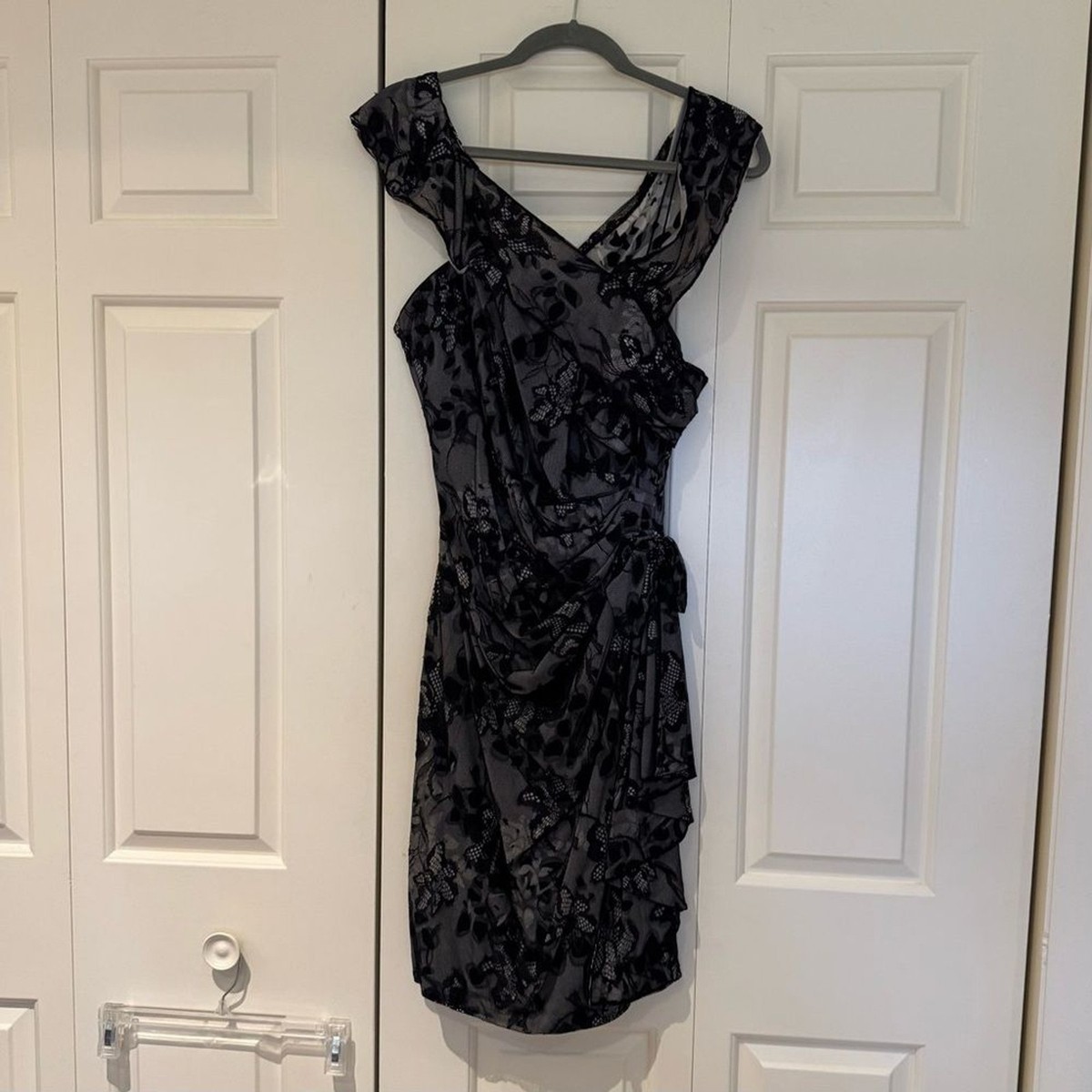 Vivienne Tam Black Floral Lace Mesh Cascade Cocktail Dress Large Vintage  90's | eBay
