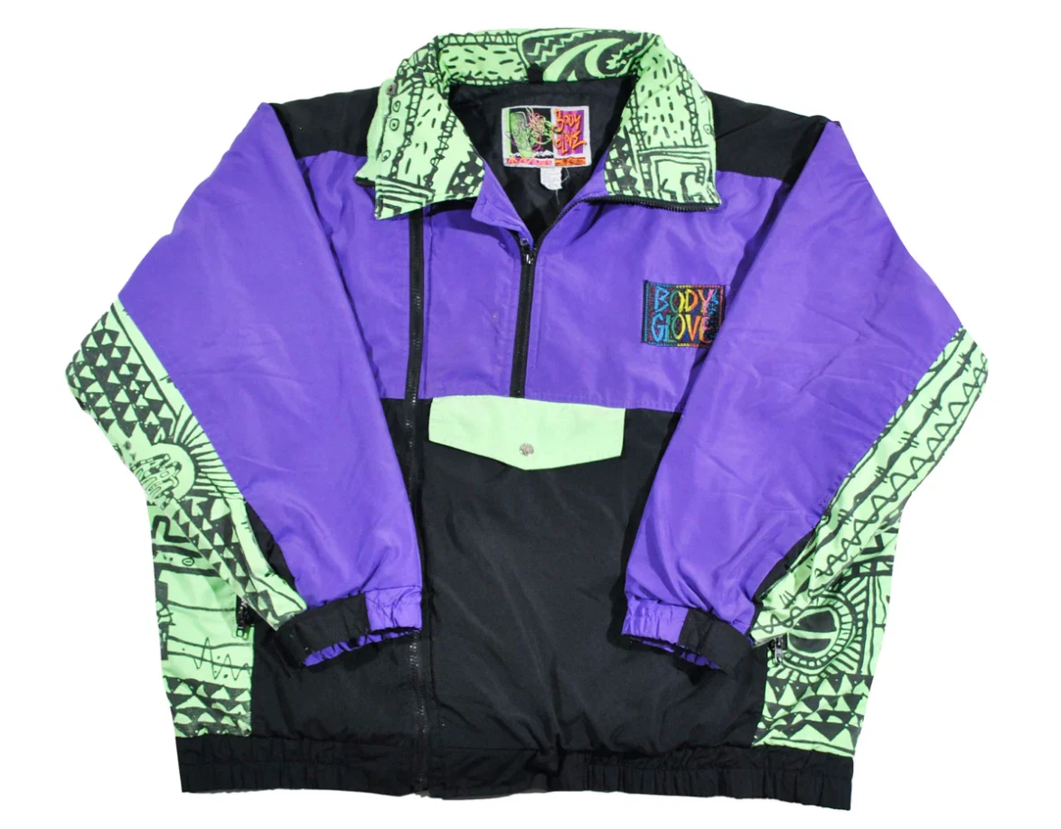 Vintage Body Glove Ski Snow Winter 90s Pattern Print Zip Jacket Size X-Large