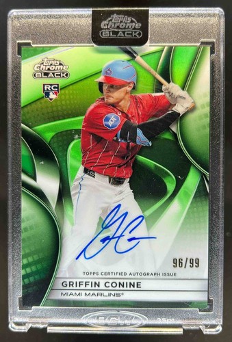 2025 Topps Chrome Black Griffin Conine Auto RC Green Refractor #96/99 Marlins