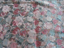 Pink Embossed/Red Floral Jacquard Brocade Upholstery Fabric-54" x 2 yd 14 in.