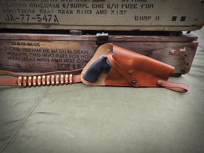 WORLD WAR SUPPLY Brown Leather Shoulder Holster With Shell Loops Fits Colt Anaconda Factory 2nd