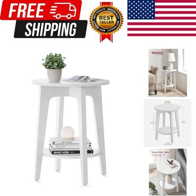 MAEZO Collection - Side Table, 2-Tier Small Round End Table, Nightstand with ...