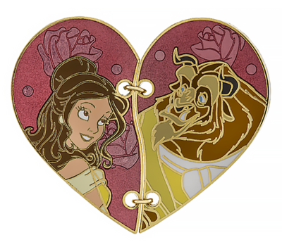 Disney Parks Beauty And The Beast Two Piece Heart Pin | eBay