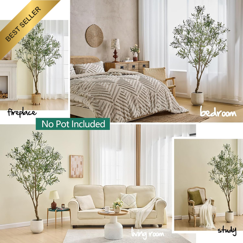 7FT Artificial Olive Tree, Tall Faux Plant with 2000 Leaves for Home Decor - Picture 7 of 12
