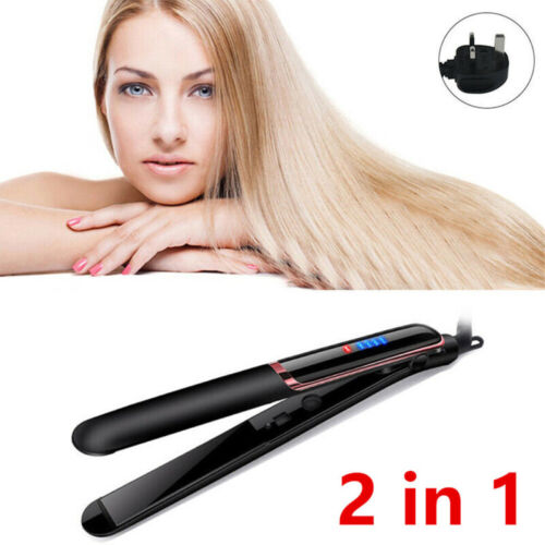 2 in1 Keramik Curl Straight Lockenstab Haarglätter Glätteisen Lockenwickler