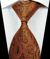 Hot Fashion Paisley Gold Black JACQUARD WOVEN 100 Silk Men's Tie Necktie 186