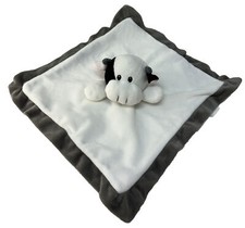 Cow Bull Plush Lovey Lovie Black White Baby Security Blanket Gray Trim Horns