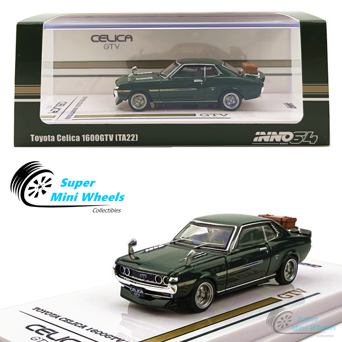 INNO64 1:64 Toyota Celica 1600GTV TA22 with Luggage (Green