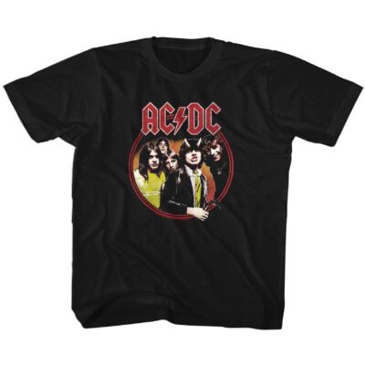 Kids AC/DC Highway To Hell Circle Black Rock and Roll Music Band T-Shirt