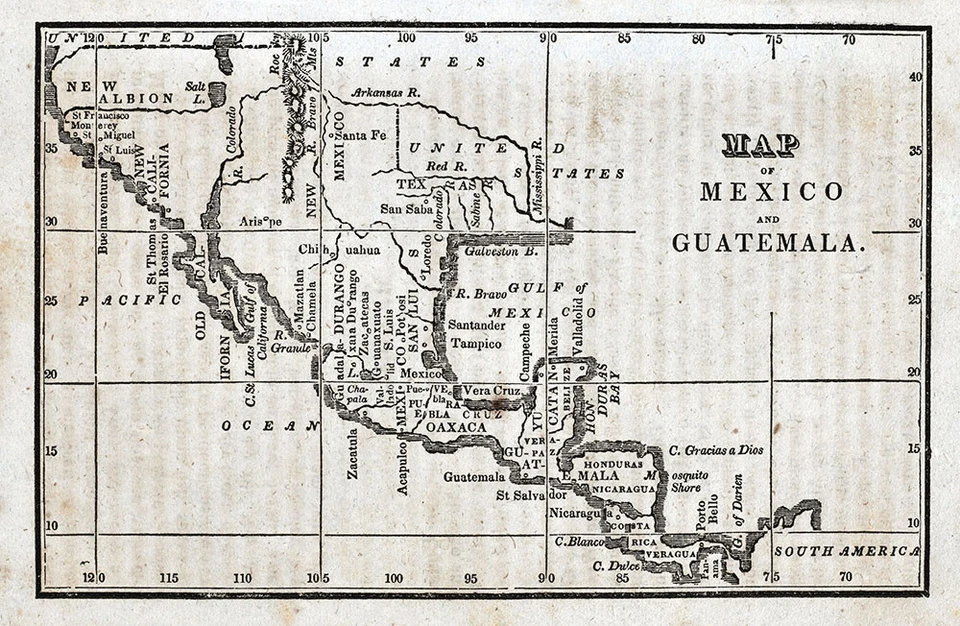 1830 Nathan Hale Map Mexico United States Texas New Albion California Yucatan - Image 2 of 3