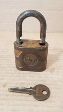 Vintage Yale and Towne Brass Padlock Lock w/Original Key Working , VGC