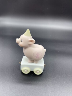 Precious Moments Birthday Train Age 3 Pig ''Heaven Bless Your Special Day'' 15954