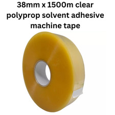 Packaging tape rolls 38mm x 1500m clear polyprop solvent adhesive machine tape