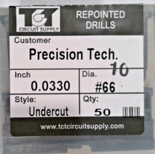TCT REPOINTED DRILLS UNDERCUT 66 0.0330" DIA 0.433" FLUTE LOT OF 50 