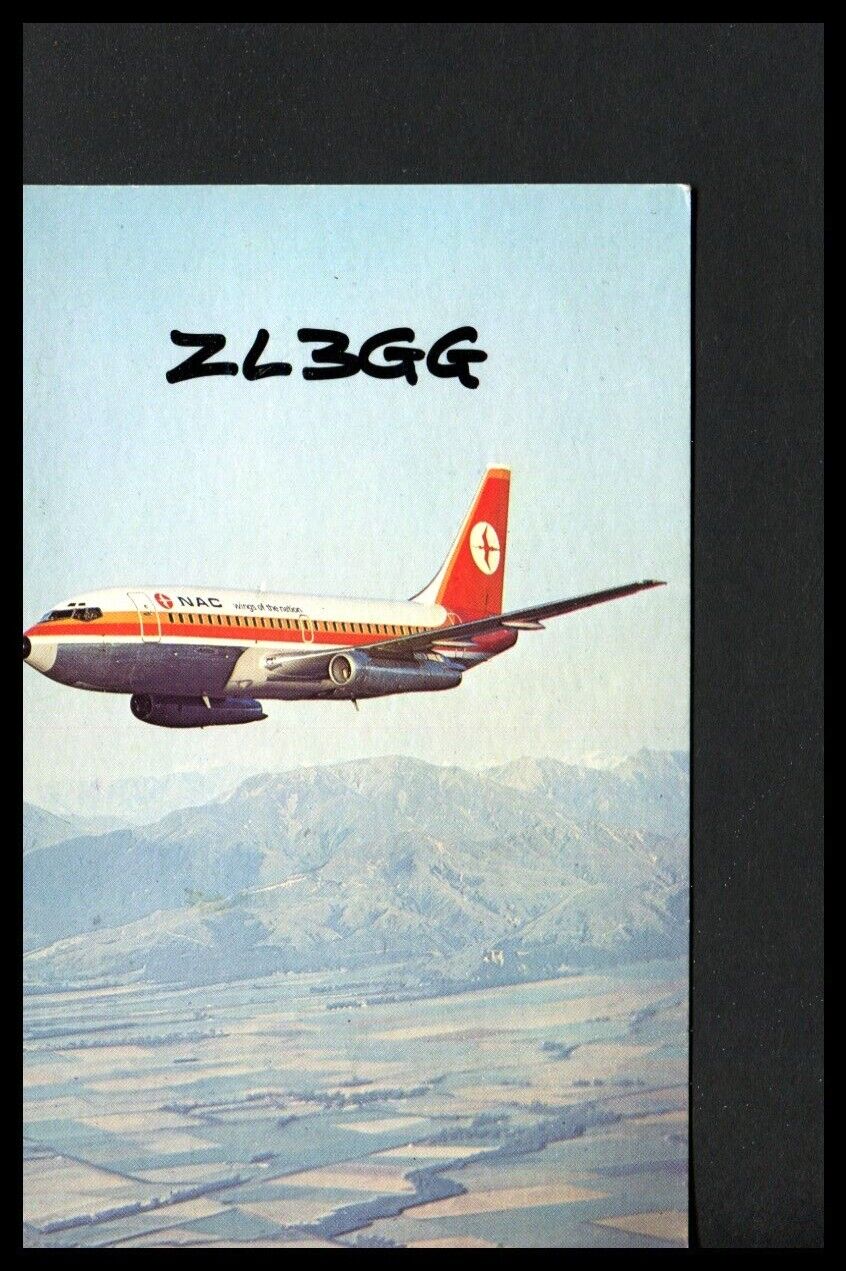 1 x QSL Card Radio New Zealand ZL3GG - 1977 - National Airways Boeing 737 ≠ Q123
