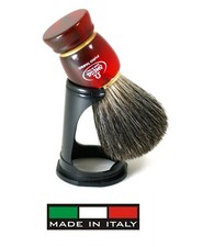 Omega 33185 Black Badger Brush For Beard With Red Resin Handle Made In Italy 