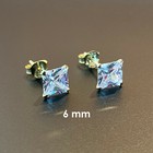 925 Sterling Silver Gold-Plated Square Cubic Zirconia Clear Cz Stud Earrings