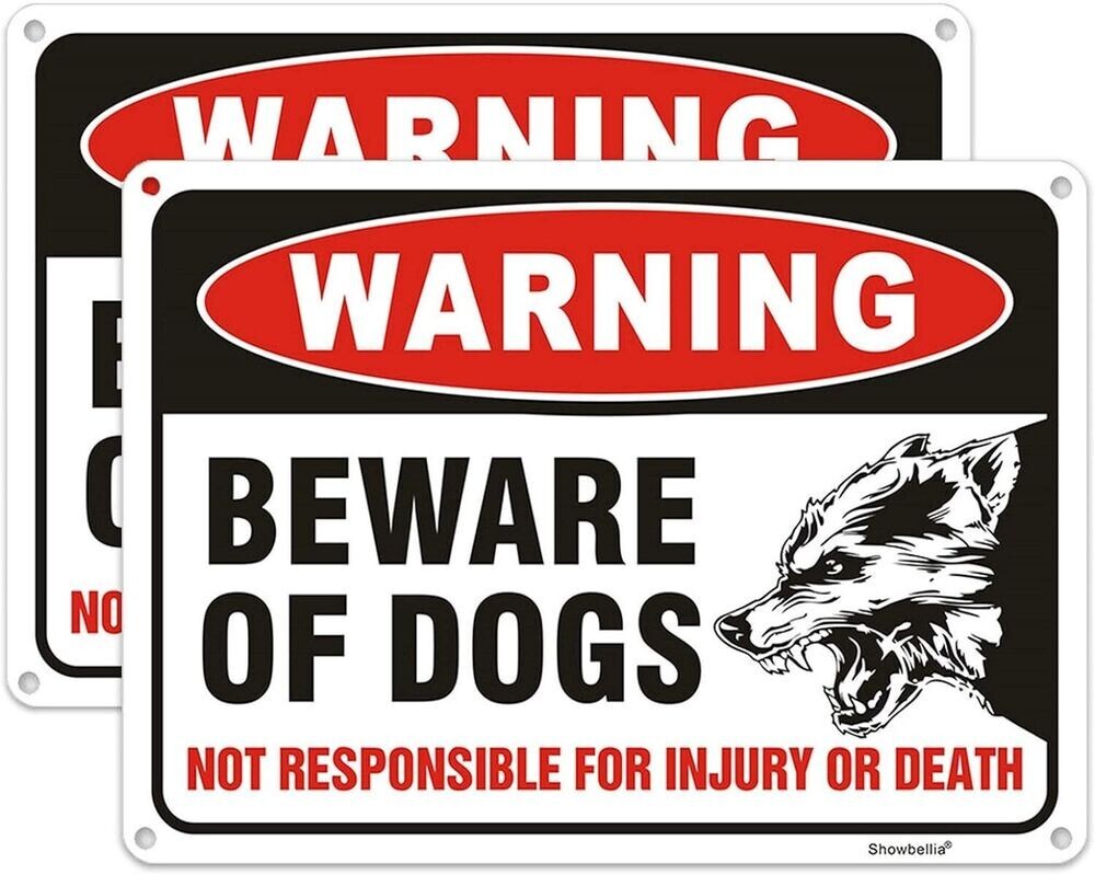 Beware Signs 2 Pack Beware of Dog Sign Metal Aluminum Dog Warning Signs Reflective ...