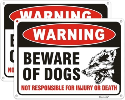 2 Pack Beware of Dog Sign Metal Aluminum Dog Warning Signs Reflective ...