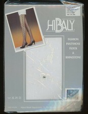 Pantyhose Flocked White 5'-5'10 100-175 lbs Rhinestone VTG 90's Hibaly Womens