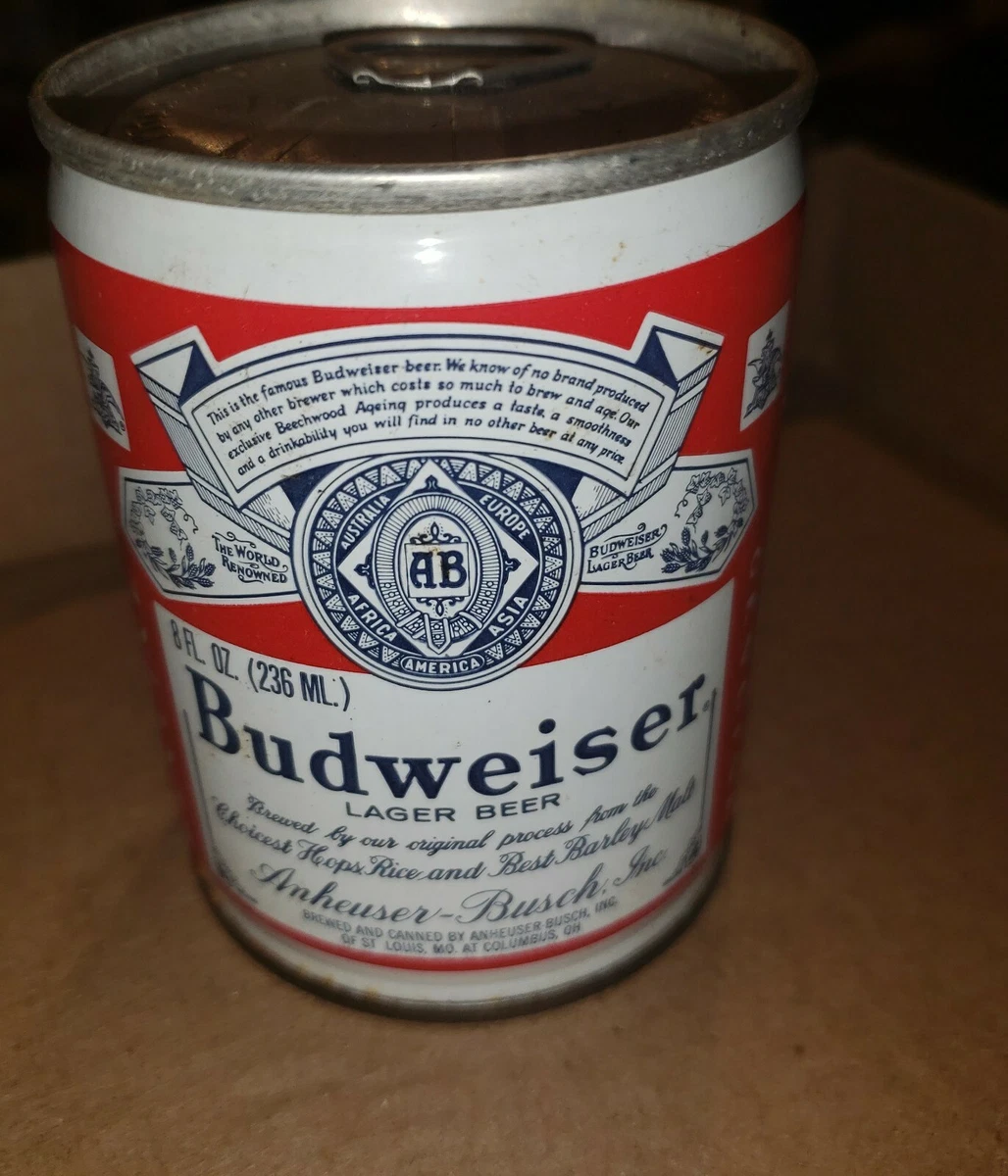 Vintage Genuine BUDWEISER Beer 8 oz Steel Can Pull Tab Keglined Anheuser Busch
