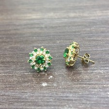 2Ct Round Cut Lab Created Emerald Stud Women Earrings 14K Yellow Gold Plated