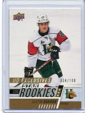 2017-18 Upper Deck CHL UD Exclusives Star Rookies Justin Barron Rookie 34/100