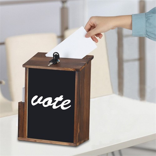 Wood Lock Suggestion Box Comment Charity Donation Jar w/ 30 Suggestion Cards Tip - Picture 8 of 12