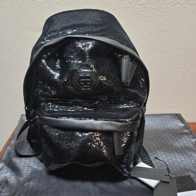 Philipp Plein Youth Black Sequin ''Fabulous'' Backpack