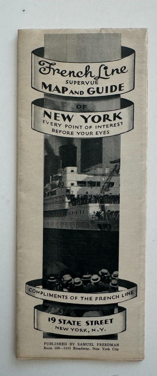 1933 French Line Supervue Map of New York City birds eye view
