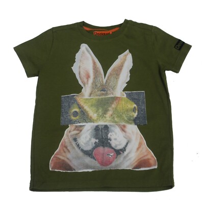 DESIGUAL SAO BERNARDO T-SHIRT MOTIV SHIRT [ GR. 7/8  - 122/128 ] GRÜN NEU & OVP