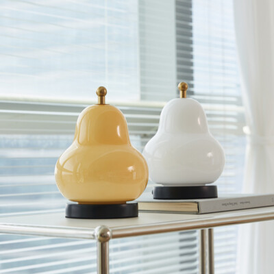 LED Vintage Portable Table Lamp Rechargeable Milky Pear Night Light Color Change