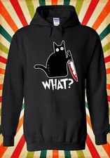 What Killer schwarzes Katzenmesser lustig Männer Frauen Unisex Top Hoodie Sweatshirt 2887